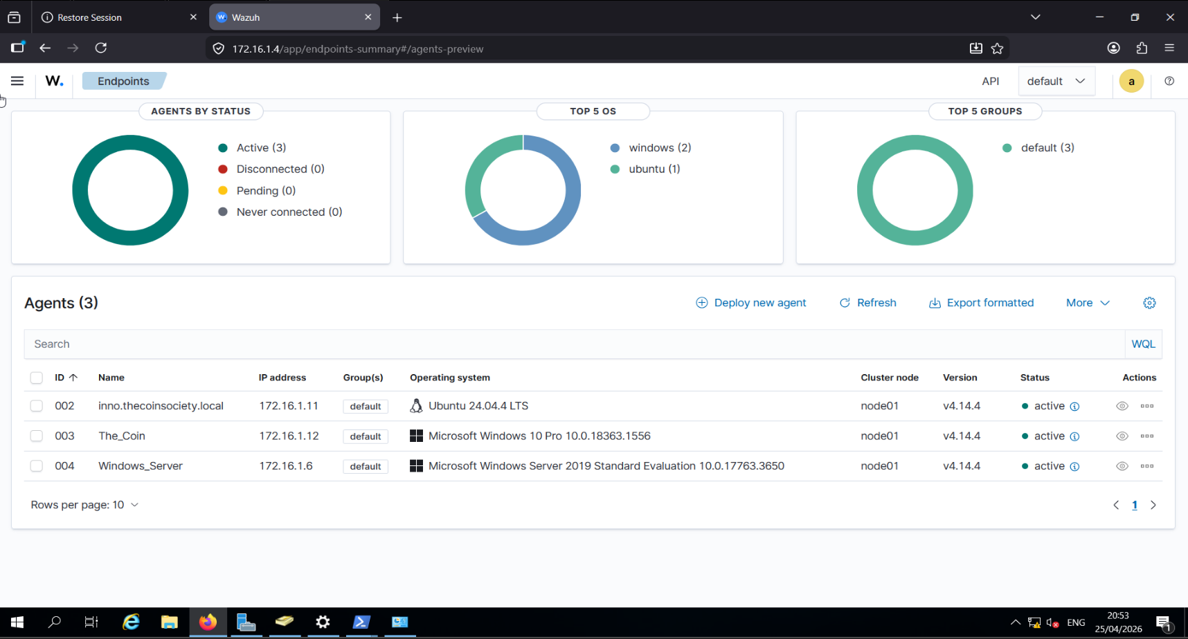 Wazuh SIEM Security Dashboard